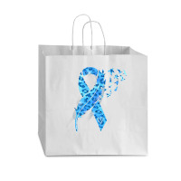 Diabetes Diabetic Leopard Blue Ribbon Stay Strong 131 Diabetes Awarene Vogue Paper Bag - 16 X 6 X 12 | Artistshot