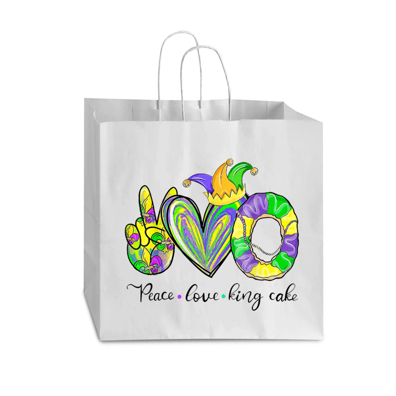 Peace Love King Cake Mardi Gras Men Women Kids Vogue Paper Bag - 16 X 6 X 12 | Artistshot