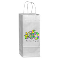 Peace Love King Cake Mardi Gras Men Women Kids Wine Paper Bag - 5 1/2 X 3 1/4 X 13 | Artistshot