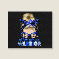 Colon Cancer Warrior Blonde Messy Bun Landscape Canvas Print | Artistshot