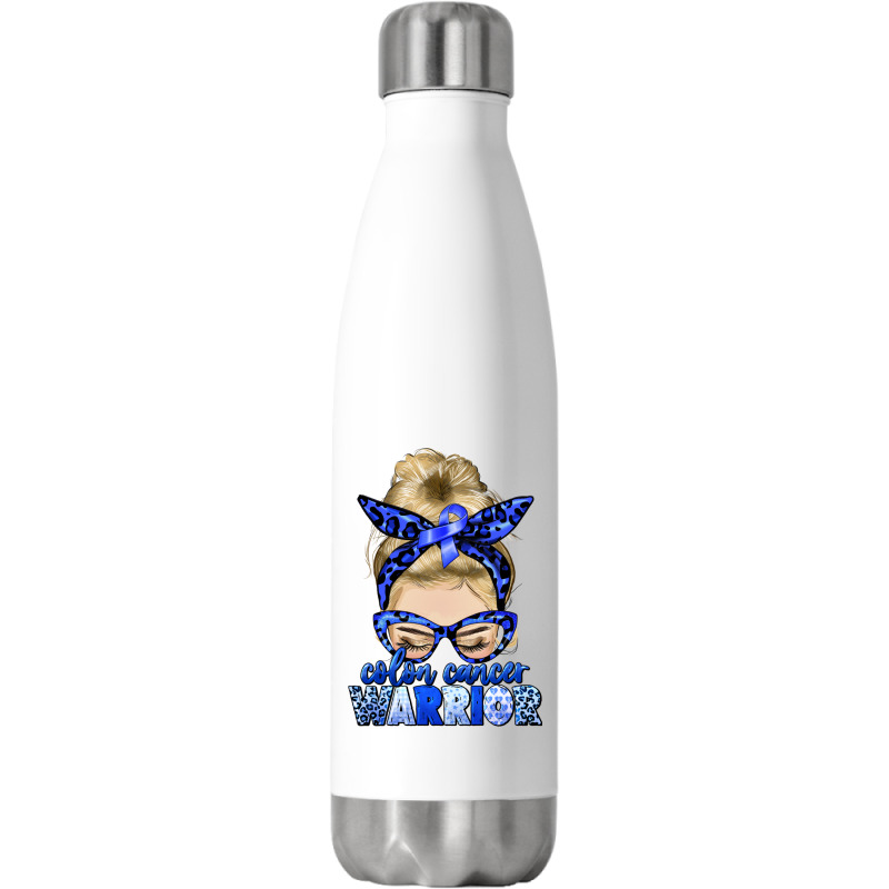 Colon Cancer Warrior Blonde Messy Bun Stainless Steel Water Bottle | Artistshot