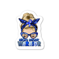 Colon Cancer Warrior Blonde Messy Bun Sticker | Artistshot