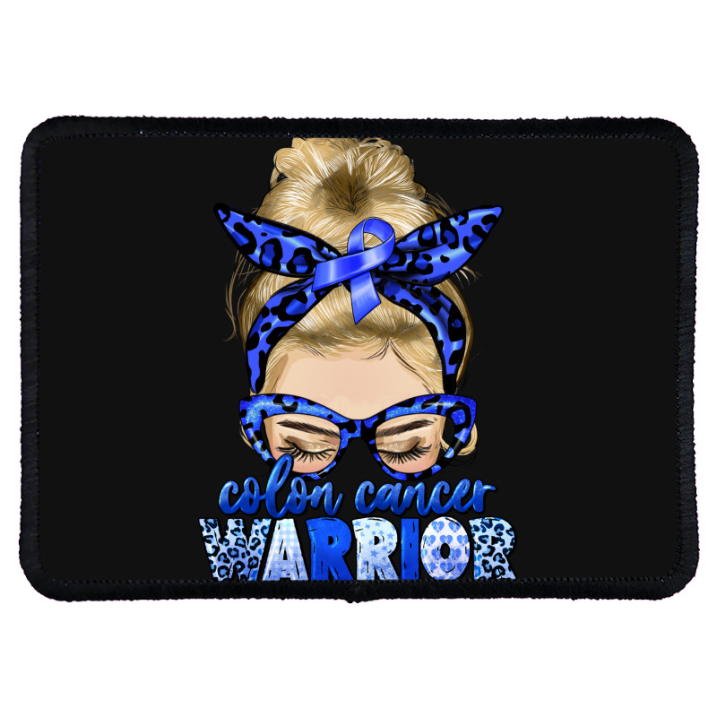 Colon Cancer Warrior Blonde Messy Bun Rectangle Patch | Artistshot