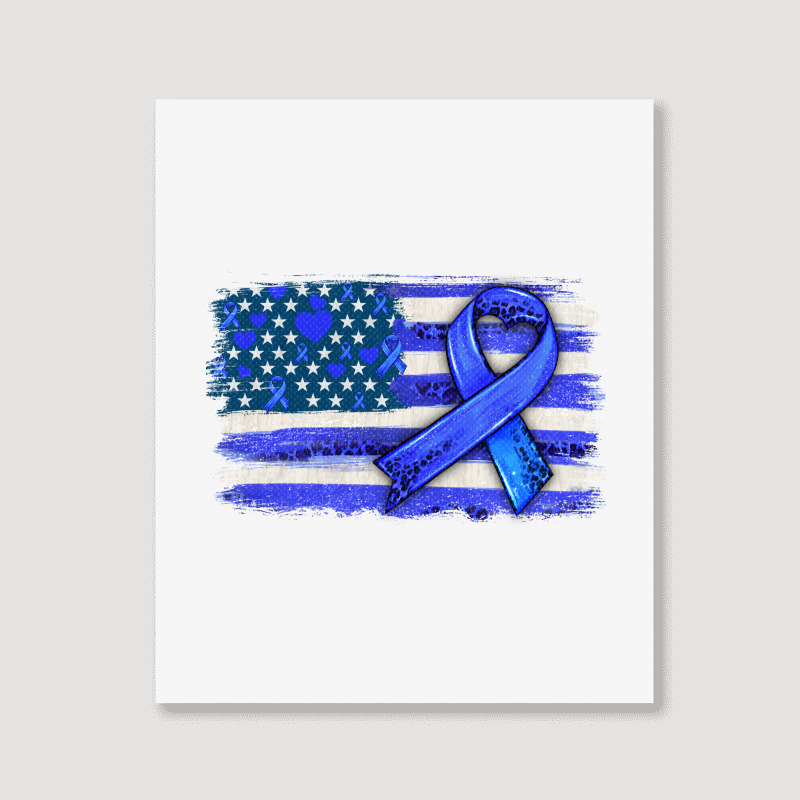 Colon Cancer Color  American Cancer Flag Portrait Canvas Print | Artistshot