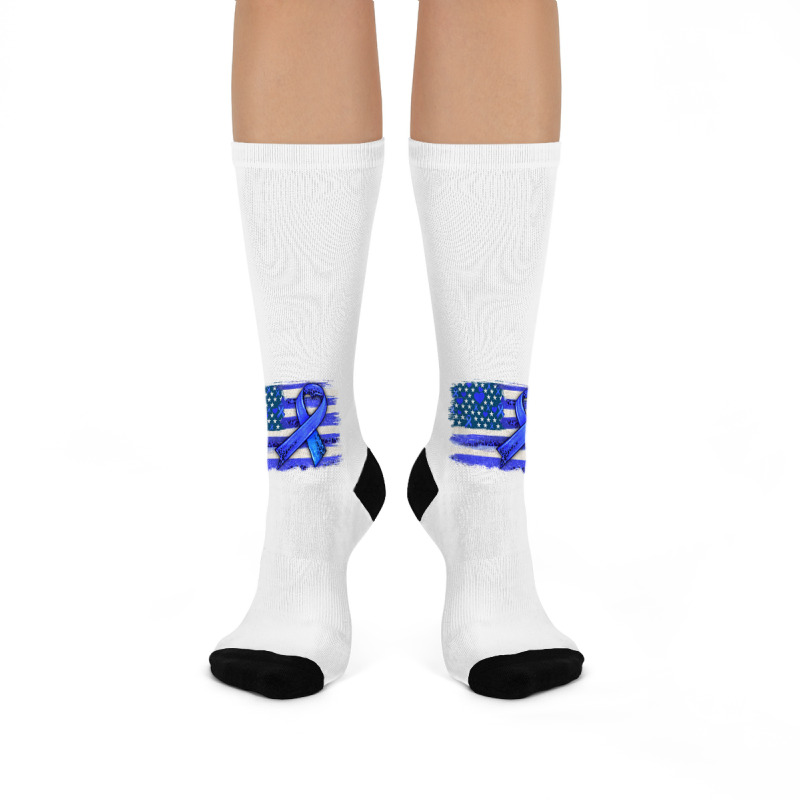 Colon Cancer Color  American Cancer Flag Crew Socks | Artistshot