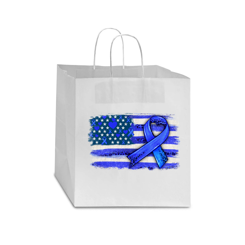 Colon Cancer Color  American Cancer Flag Star Paper Bag - 13 X 7 X 13 | Artistshot