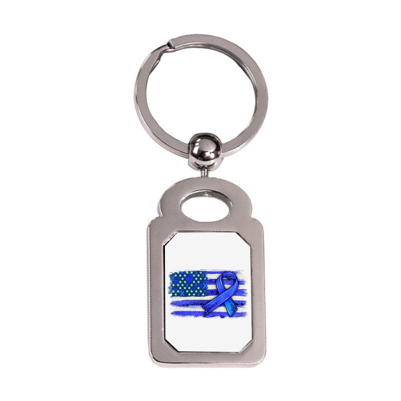 Colon Cancer Color  American Cancer Flag Silver Rectangle Keychain | Artistshot