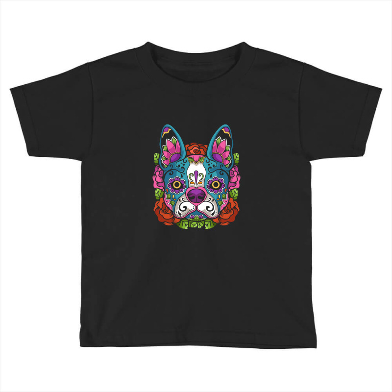 Boston Terrier Sugar Skull Dog Calavera Dia De Los Muertos Long Sleeve Toddler T-shirt by Yuh2105 | Artistshot