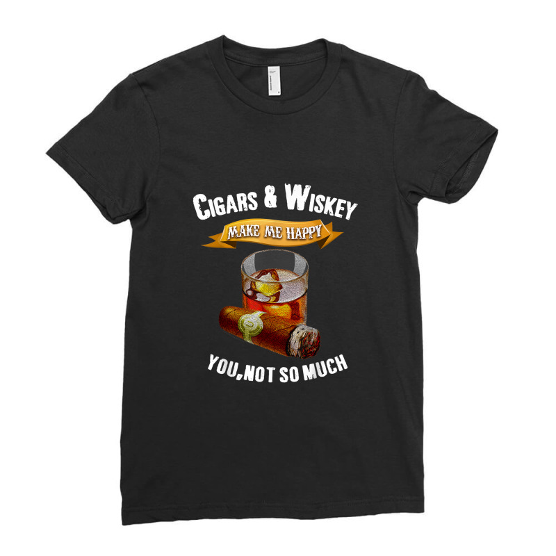 Bourbon Cigar Lover Cigars Smokers Whiskey Drinking Ladies Fitted T-Shirt by Yuh2105 | Artistshot