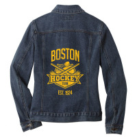 Distressed Retro Bruin Look Party Tailgate Gameday Fan Gift T Shirt Ladies Denim Jacket | Artistshot