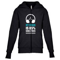 Brain Music Song Lyrics Headphones Youth Zipper Hoodie | Artistshot