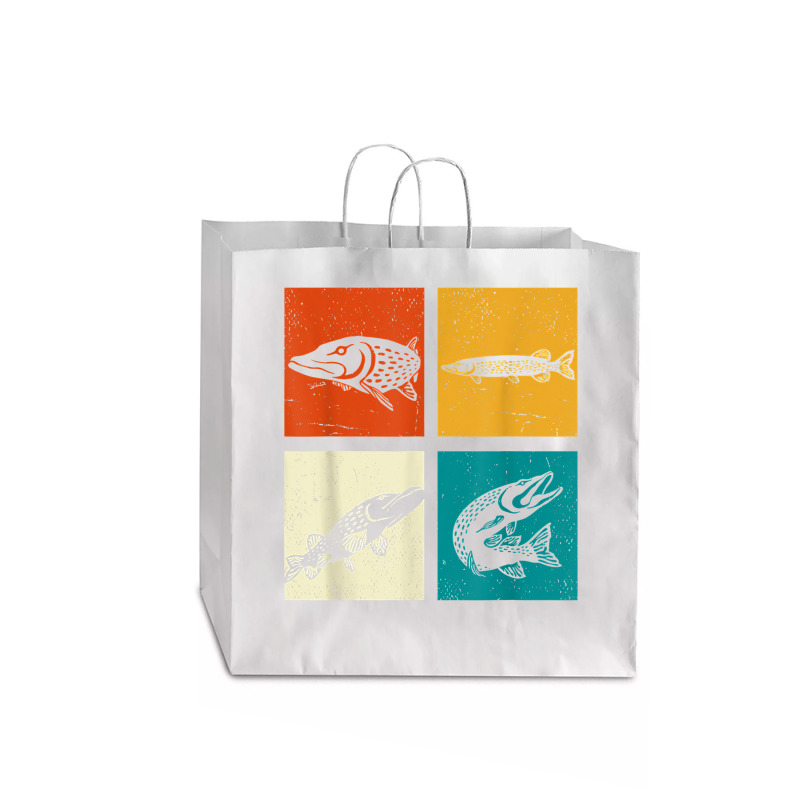 Pop Art Underwater Fishkeeping Fishing Pike Retro Fish T Shirt Jumbo Paper Bag - 18 X 7 X 18 3/4 | Artistshot