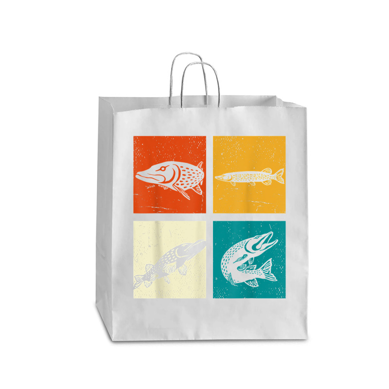 Pop Art Underwater Fishkeeping Fishing Pike Retro Fish T Shirt Queen Paper Bag - 16 X 6 X 19 1/4 | Artistshot