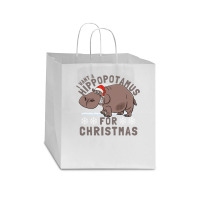 Hippopotamus Funny I Want A Hippopotamus For Christmas Hippo Xmas 369 Star Paper Bag - 13 X 7 X 13 | Artistshot