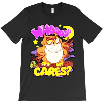 Who Cares Cartoon Owl T-shirt Designed By Cruz H Mansfield