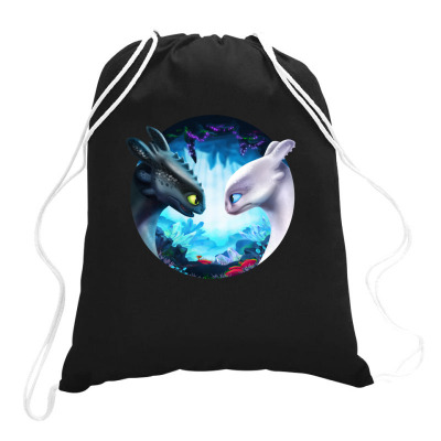 Toothless And Light Fury Drawstring Bags Designed By Feniavey