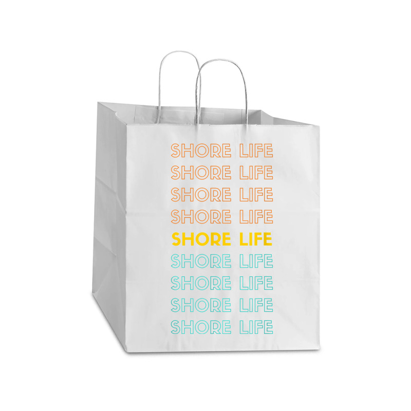 Vintage New Jersey Shore Life Beach Summer Vacation Surf T Shirt Take Out Paper Bag - 14 X 10 X 15 1/2 | Artistshot