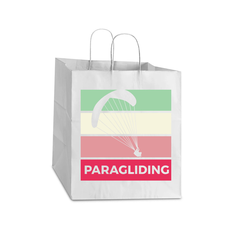 Paragliding Silhouette Sport Activity Vector Graphic Take Out Paper Bag - 14 X 10 X 15 1/2 | Artistshot