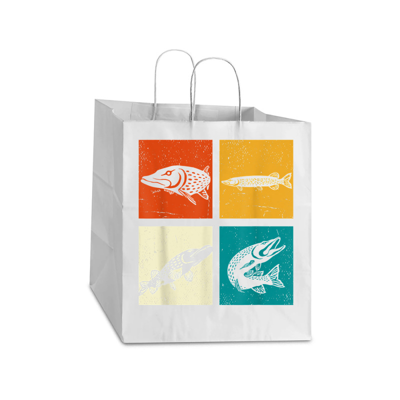 Pop Art Underwater Fishkeeping Fishing Pike Retro Fish T Shirt Take Out Paper Bag - 14 X 10 X 15 1/2 | Artistshot