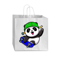 Cute Panda Cartoon Play Skateboard Vogue Paper Bag - 16 X 6 X 12 | Artistshot