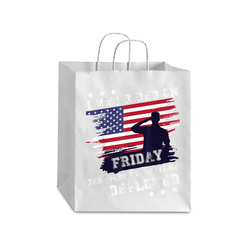 I Wear Red On Friday Remember Deployed American Flag Retro T Shirt Debie Paper Bag - 10 X 5 X 13 | Artistshot