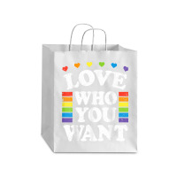 Love Who You Want Rainbow Lgbtq Heart Price Proud Rainbow T Shirt Debie Paper Bag - 10 X 5 X 13 | Artistshot