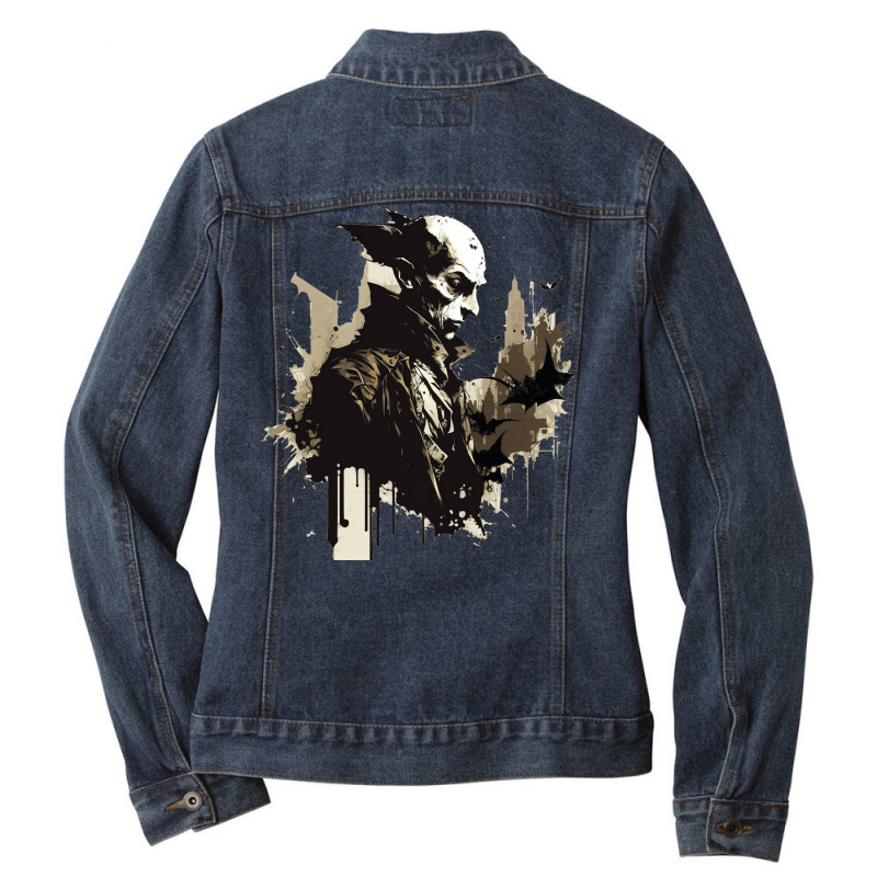 King Of Night Ladies Denim Jacket by fenixhorror | Artistshot