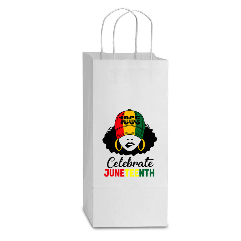 Celebrate Juneteenth 1865 Black Girl Magic Melanin Women T Shirt Double Wine Paper Bag - 6 1/2 X 3 1/2 X 12 3/8 | Artistshot