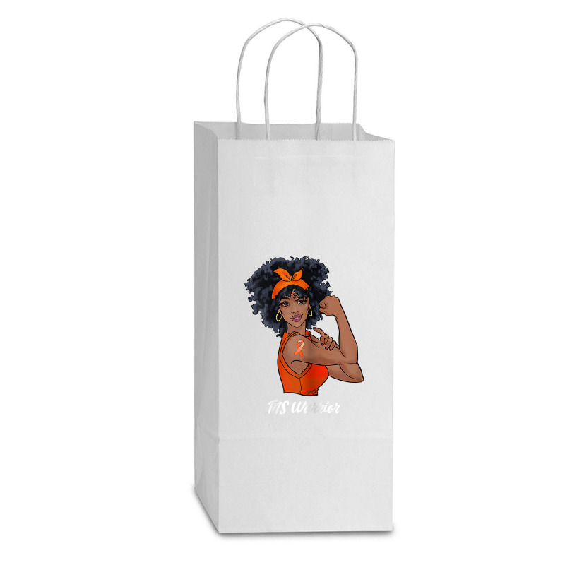 Womens Ms Warrior Fighter Support Multiple Sclerosis Awareness T Shirt Double Wine Paper Bag - 6 1/2 X 3 1/2 X 12 3/8 | Artistshot