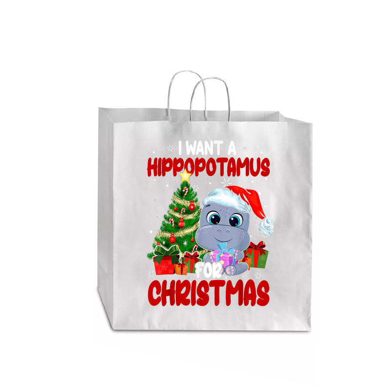 Hippopotamus I Want A Hippopotamus For Christmas Funny Xmas 363 Hippo Jumbo Paper Bag - 18 X 7 X 18 3/4 | Artistshot