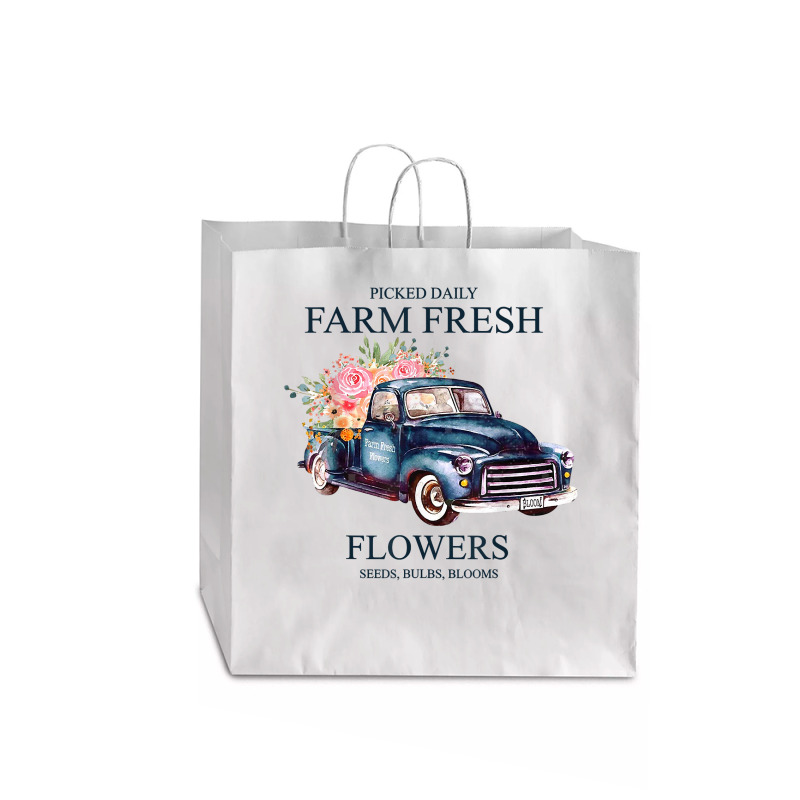 Picked Daily Farm Fresh Truck Flowers Seeds Bulbs Blooms T Shirt Jumbo Paper Bag - 18 X 7 X 18 3/4 | Artistshot