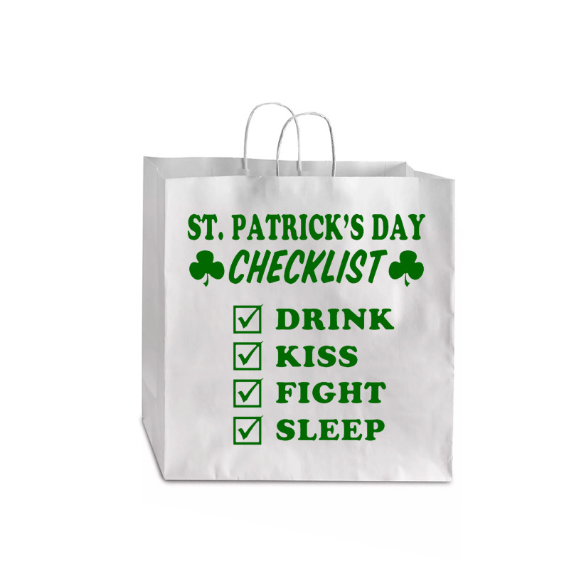 St Patrick Day Checklist Jumbo Paper Bag - 18 X 7 X 18 3/4 | Artistshot