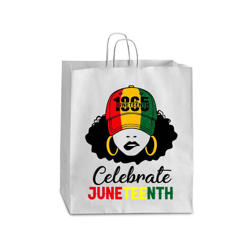 Celebrate Juneteenth 1865 Black Girl Magic Melanin Women T Shirt Queen Paper Bag - 16 X 6 X 19 1/4 | Artistshot