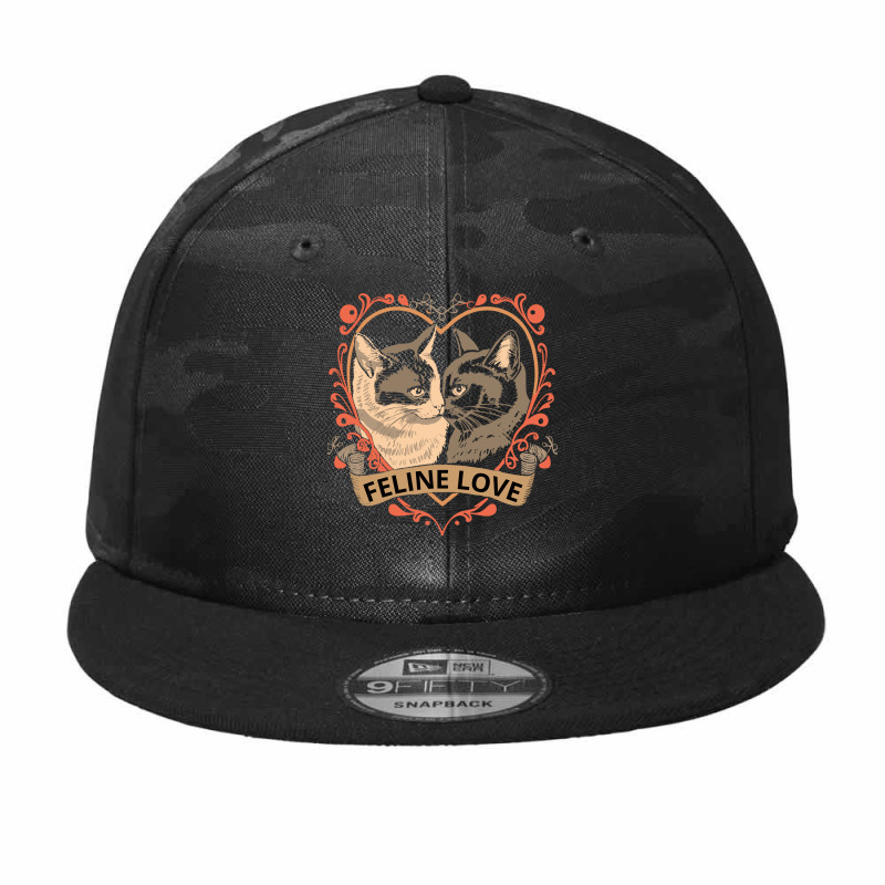 Feline Love Camo Snapback | Artistshot