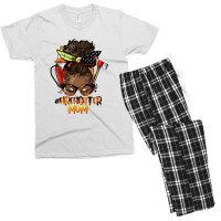 Afro Messy Bun Firefighter Mom Men's T-shirt Pajama Set | Artistshot