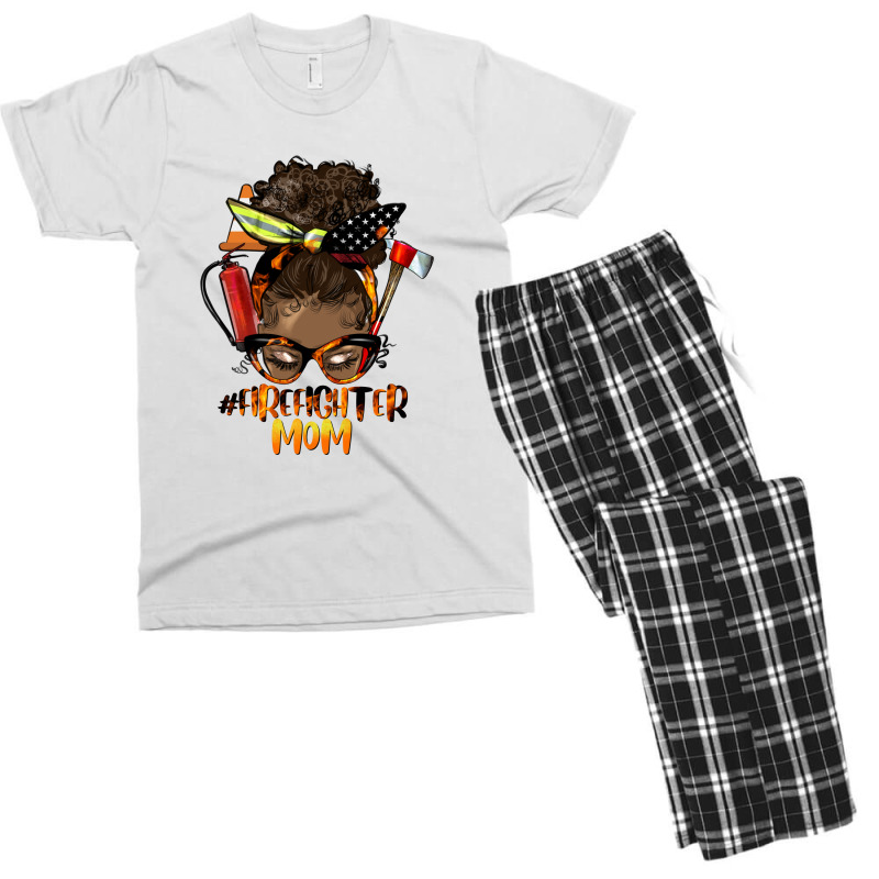 Afro Messy Bun Firefighter Mom Men's T-shirt Pajama Set by HRA Design Shop | Artistshot