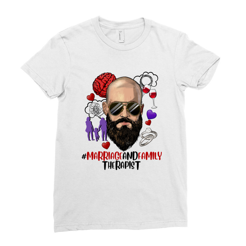 White Bald Man Bearded Marriage And Family Therapi Ladies Fitted T-Shirt by HRA Design Shop | Artistshot