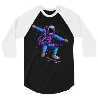 Astronaut And Skateboard Tricks 3/4 Sleeve Shirt | Artistshot