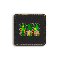 St. Patricks Day Gnomies Square Leatherette Patch | Artistshot