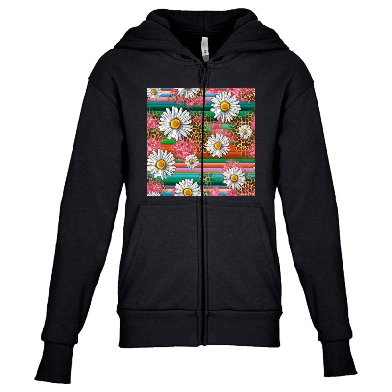 Serape Daisy Pattern Youth Zipper Hoodie | Artistshot