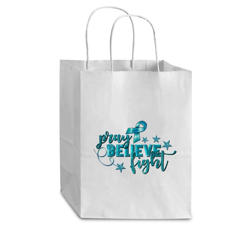 Pray Believe Fight Ovarian Cancer Cub Paper Bag - 8 X 4 1/2 X 10 1/4 | Artistshot