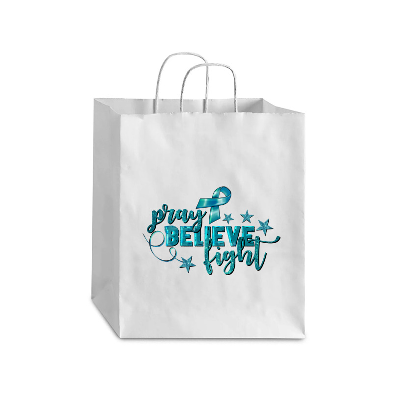 Pray Believe Fight Ovarian Cancer Debie Paper Bag - 10 X 5 X 13 | Artistshot