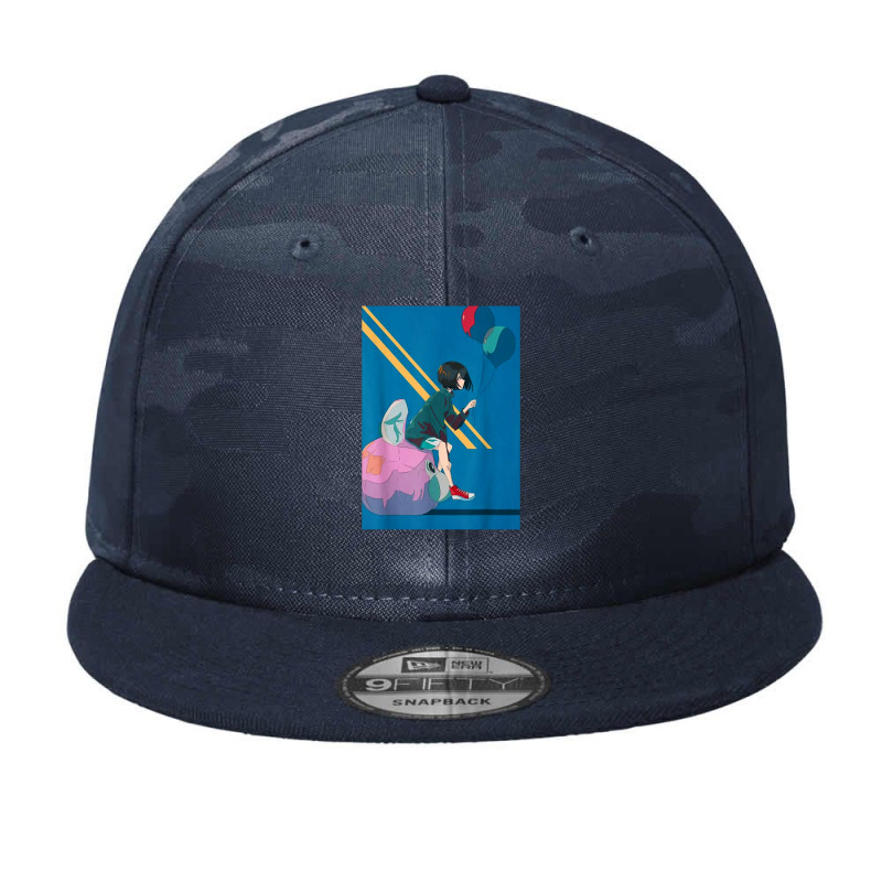 Anime Girl Retro 90s Aesthetic Lofi Japanese Camo Snapback | Artistshot