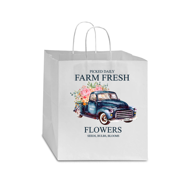 Picked Daily Farm Fresh Truck Flowers Seeds Bulbs Blooms T Shirt Star Paper Bag - 13 X 7 X 13 | Artistshot