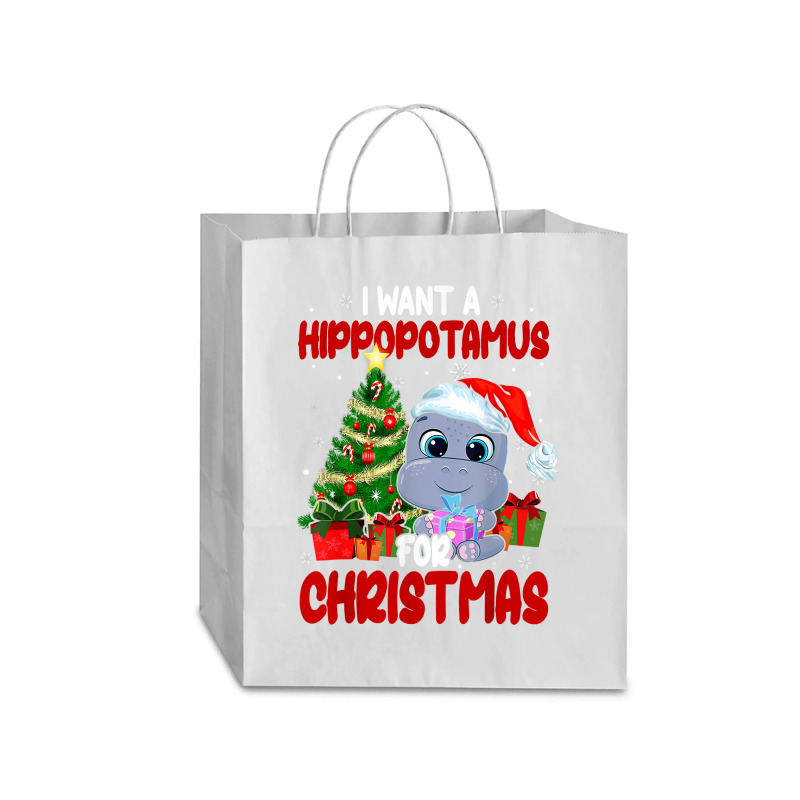 Hippopotamus I Want A Hippopotamus For Christmas Funny Xmas 363 Hippo Traveler Paper Bag -13 X 6 X 15 3/4 | Artistshot