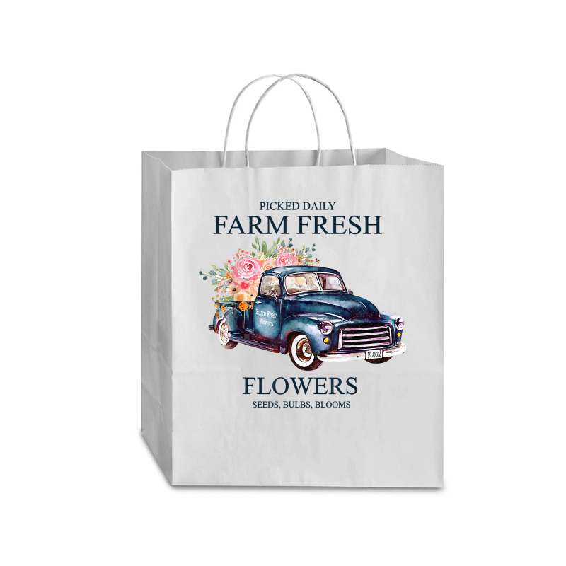 Picked Daily Farm Fresh Truck Flowers Seeds Bulbs Blooms T Shirt Traveler Paper Bag -13 X 6 X 15 3/4 | Artistshot