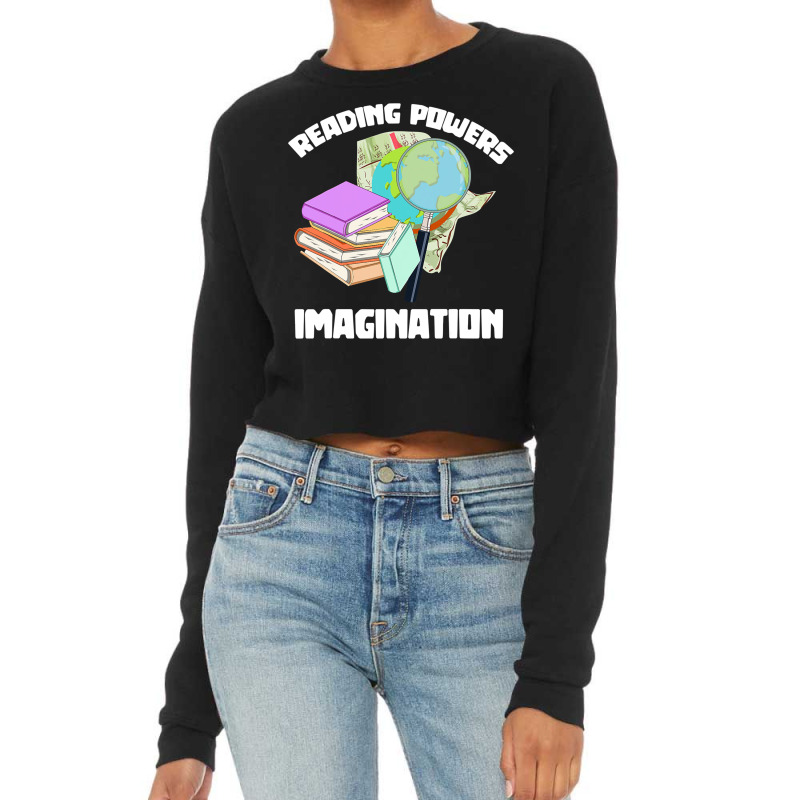 Reading Powers Imagination Bookworm Cropped Sweater by EnturArt | Artistshot