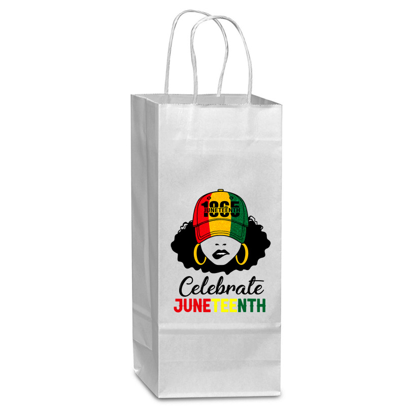 Celebrate Juneteenth 1865 Black Girl Magic Melanin Women T Shirt Wine Paper Bag - 5 1/2 X 3 1/4 X 13 | Artistshot