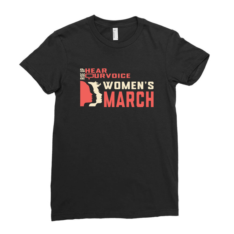 Women's March Rise Up Hear Our Voice Ladies Fitted T-Shirt by denbey | Artistshot