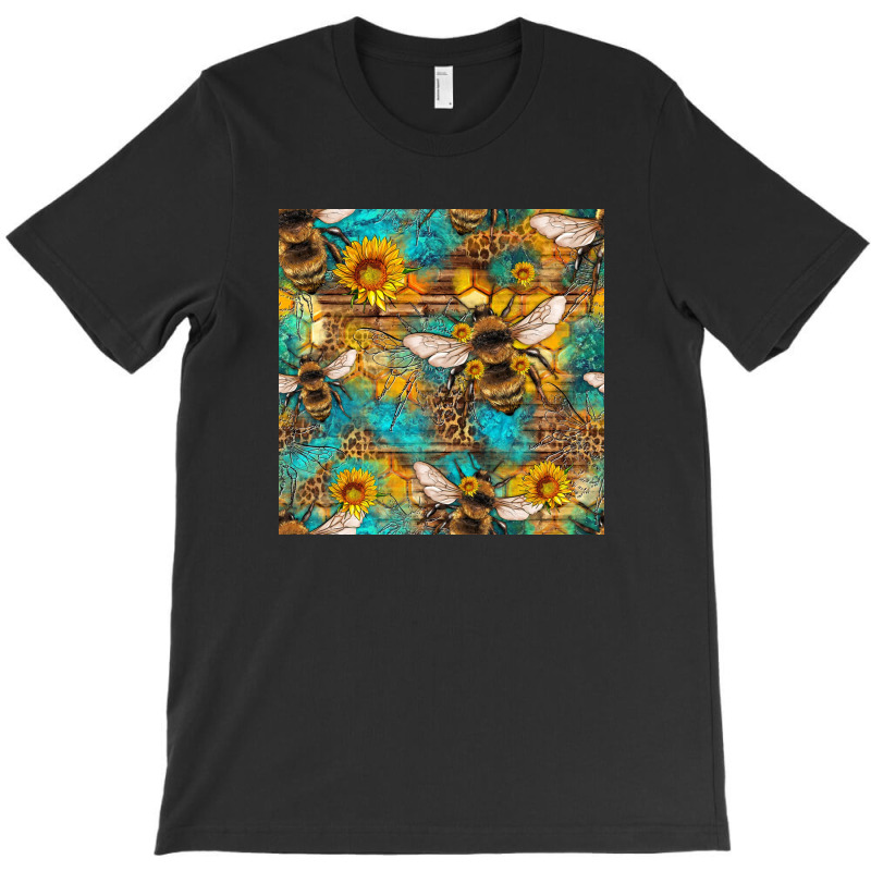 Bees And Sunflower Seamless Pattern T-shirt | Artistshot